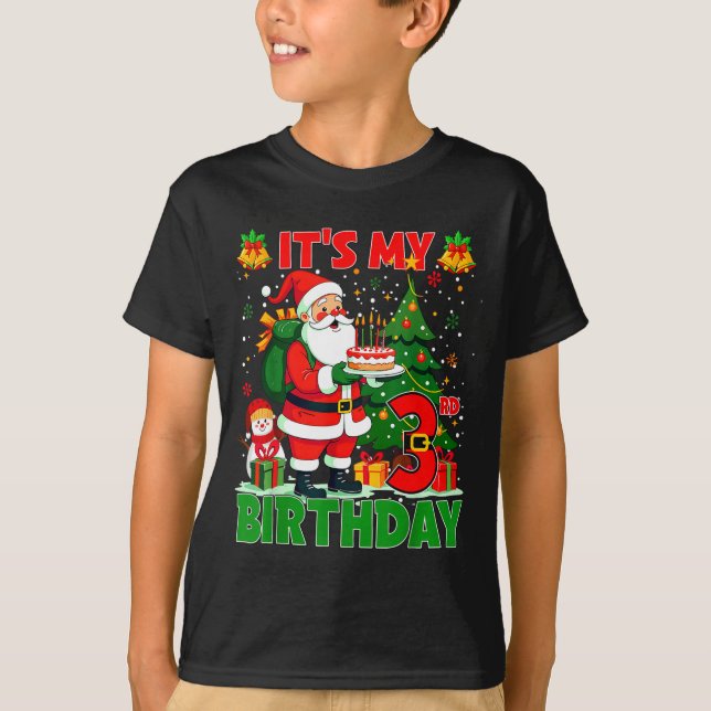 Camiseta It’s My 3rd Birthday Santa Christmas Outfit 3 Year (Frente)