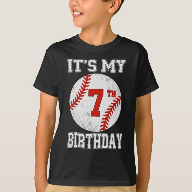 Camiseta It’s My 7th Birthday Baseball Design (Frente)