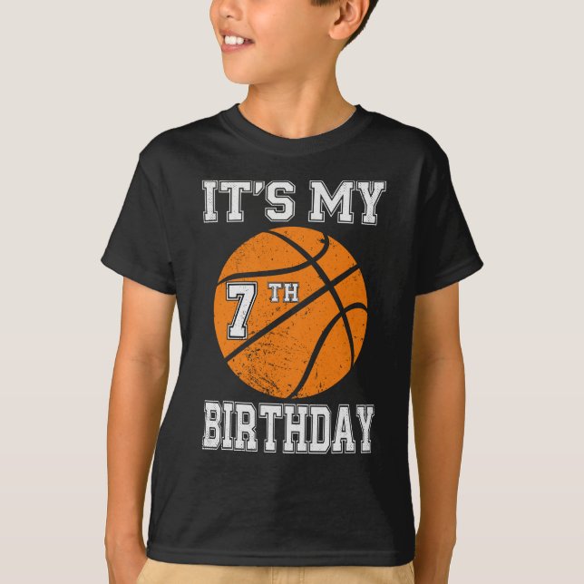 Camiseta It’s My 7th Birthday Basketball Design (Frente)