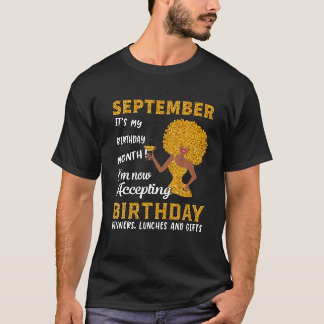 Camiseta It’S My Birthday Black Women September Virgo Libra (Frente)