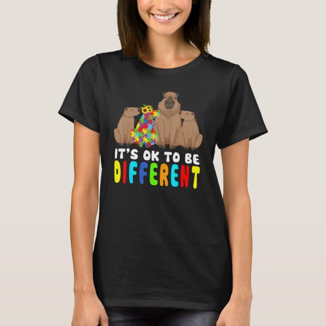 Camiseta It s Ok To Be Different Capybara Autism Awareness (Frente)