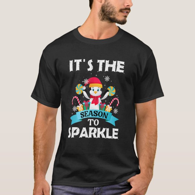 Camiseta It´s The Season To Sparkle  Quote Christmas Pingui (Frente)