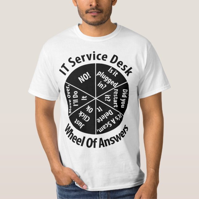 Camiseta IT Service Desk Wheel of Answer Gift Information T (Frente)