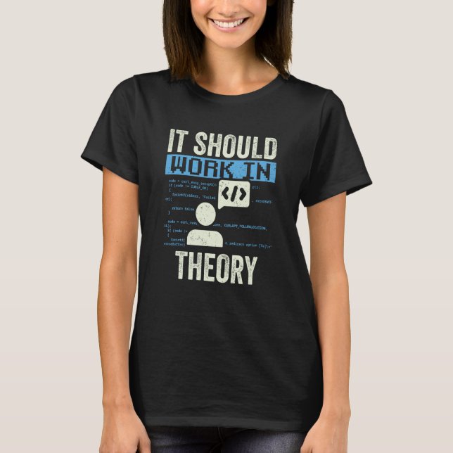 Camiseta It Should Work In Theory Coding Code Programmer Co (Frente)