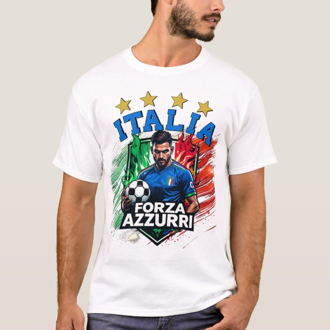 Camiseta Italia 4 Star Soccer Forza Azzurri (Frente)