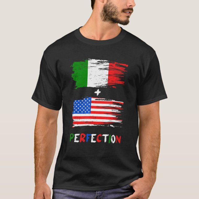 Camiseta Itália América Itália Perfeição de Bandeira Americ (Frente)