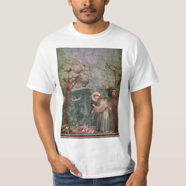 Camiseta Italia, Assisi, St Francis e os pássaros (Frente)