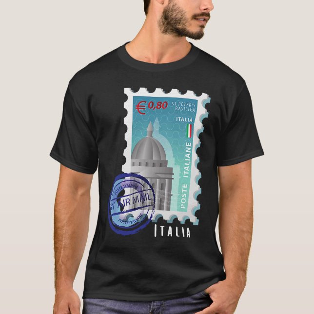 Camiseta Itália Basilica Carimbo de Vaticano Italophile Sou (Frente)