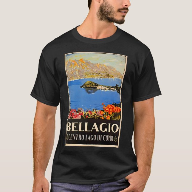 Camiseta Itália Bellagio Lake Como Vintage Viagem Ad (Frente)