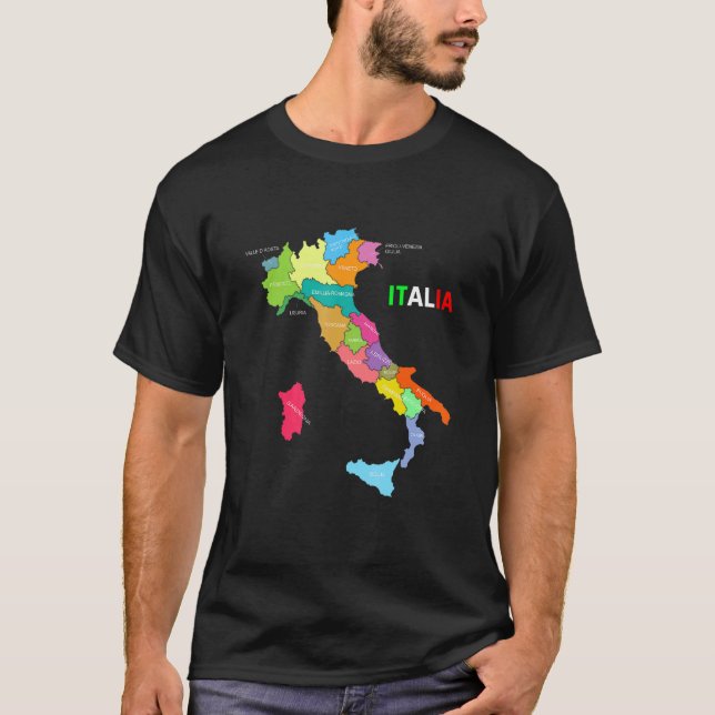 Camiseta Itália Boots Country Map Itália Mappa Stilvali (Frente)