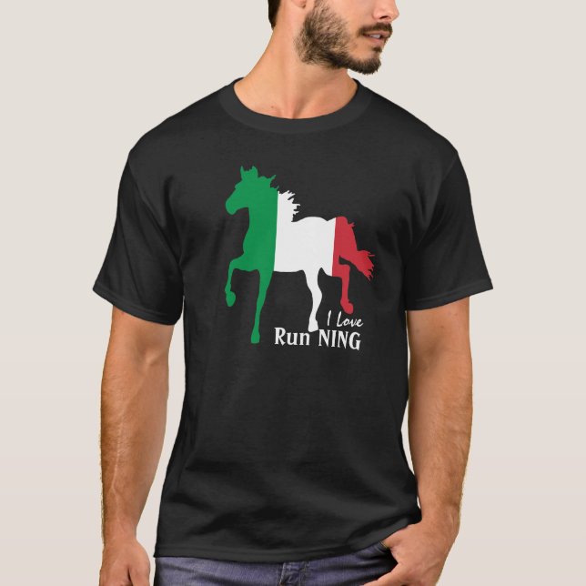 Camiseta Itália, Cavalo, Bandeira Italiana e eu adoramos co (Frente)