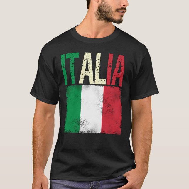 Camiseta Itália com bandeira italiana olhares retrógrados a (Frente)