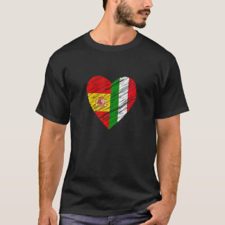 Camiseta Itália Coração Espanha Bandeira espanhola Bandeira