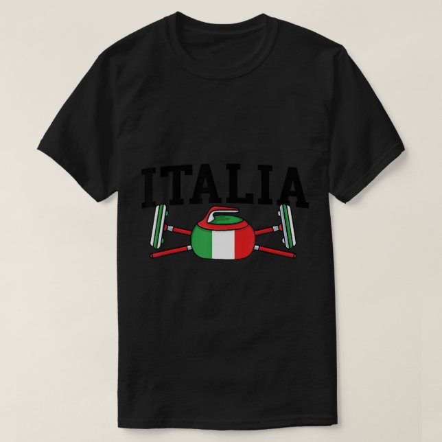 Camiseta Italia Curling Broom ice Sports Italian Flag Italy (Frente do Design)