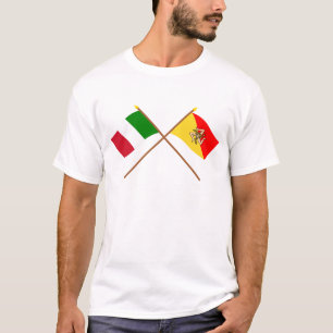 Camiseta Italia e bandeiras cruzadas Sicilia