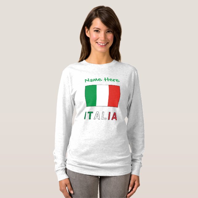 Camiseta Italia e Bandiera Italiana Personalizada Mulheres (Frente Completa)