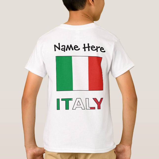 Camiseta Itália e Sinalizador Italiano com Seu Nome (Verso)