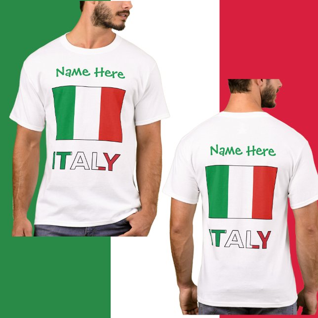 Camiseta Itália e Sinalizador italiano Personalização Verde (Criador carregado)
