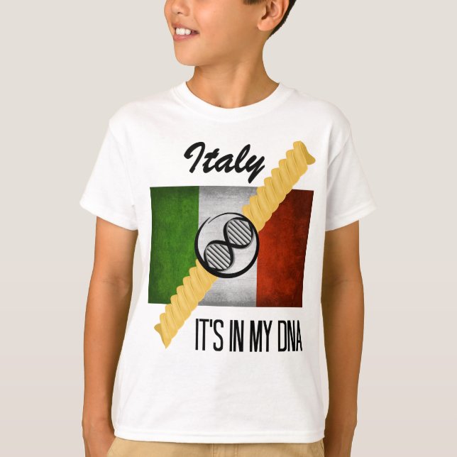 Camiseta Itália Está no meu DNA Molécula Bandeira Italiana  (Frente)