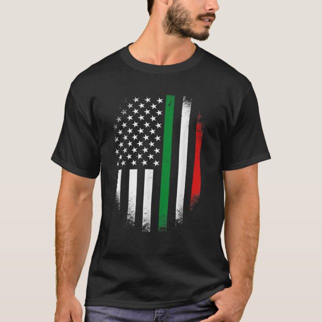 Camiseta Itália EUA Bandeira 4 de julho Patriótico American (Frente)
