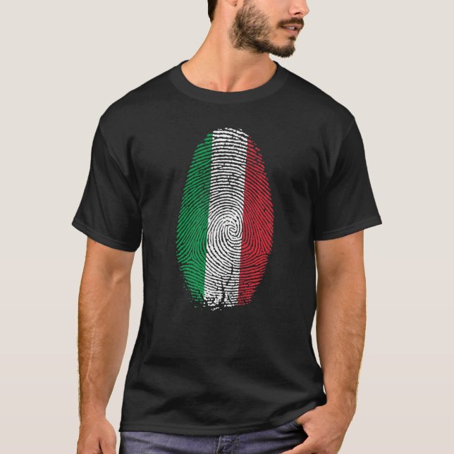 Camiseta Itália Flag Fingerprint Está No Meu Adn Para A Itá (Frente)