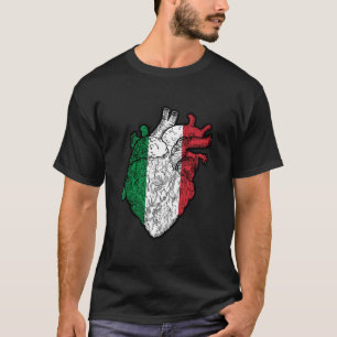 Camiseta Itália Flag Heart Italiano Roots Italiana Orgulho