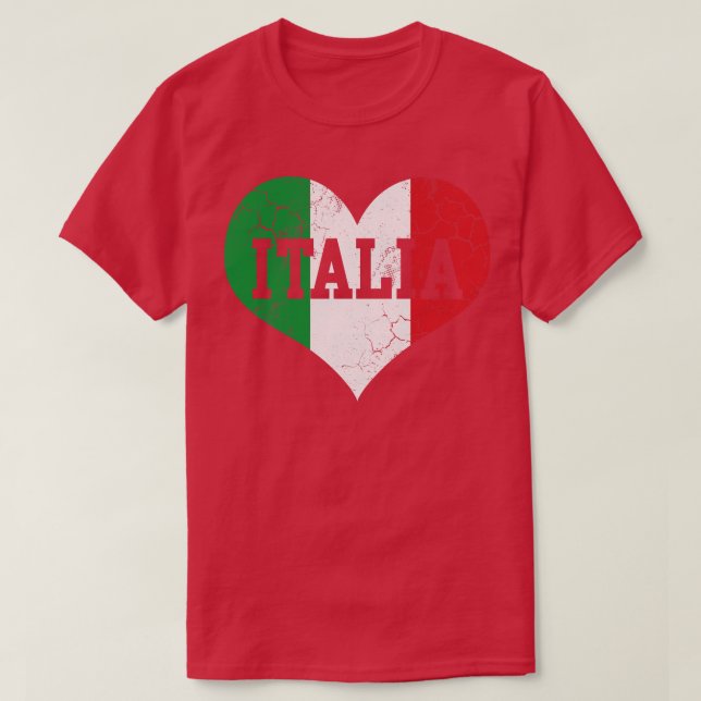 Camiseta Italia Flag Heart Love Itália Italiano (Frente do Design)