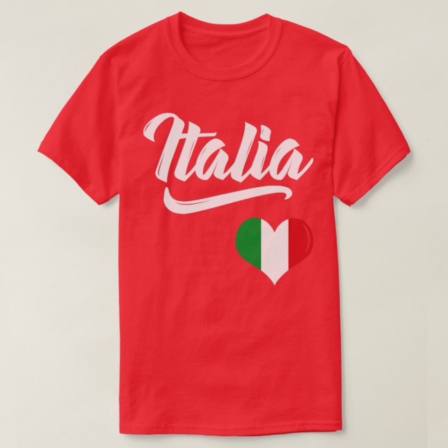 Camiseta Italia Flag Heart Love Itália Italiano (Frente do Design)
