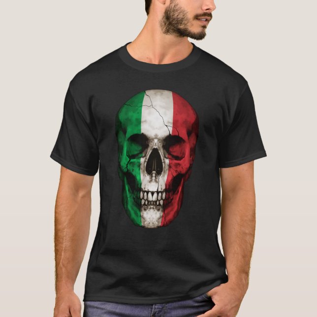 Camiseta Itália Flag Skull Albanês Roots Orud Patriótico (Frente)