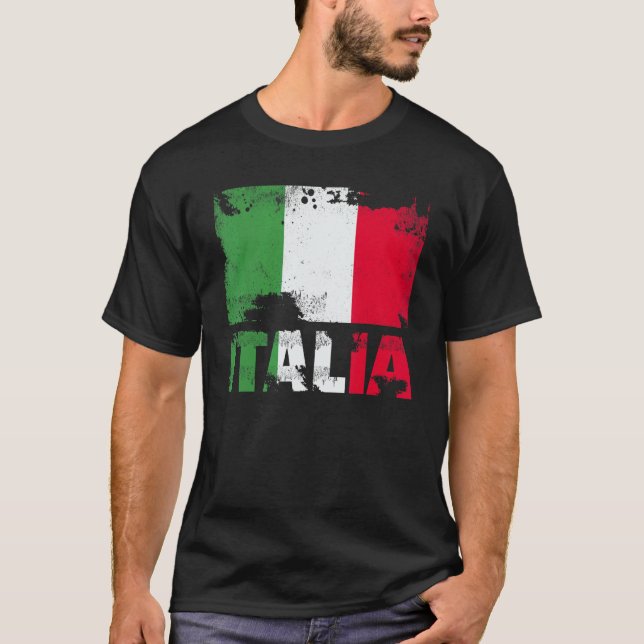 Camiseta Itália Flag Vintage - Itália Grunge Viagem (Frente)