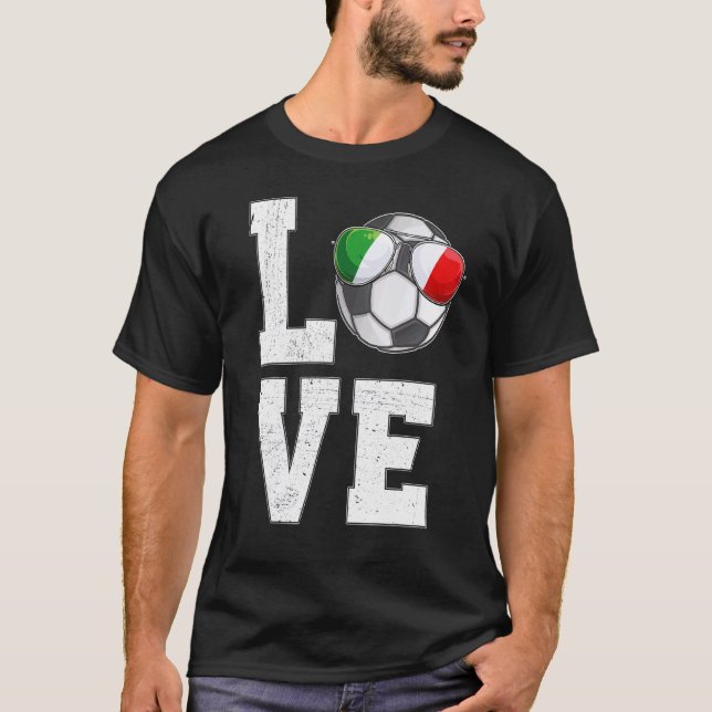 Camiseta Itália Futebol ama bandeira do ventilador italiano (Frente)