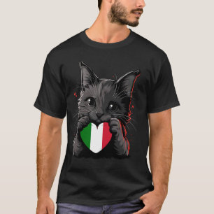 Camiseta Itália Gato Coração Bandeira Italiana Raízes Itali