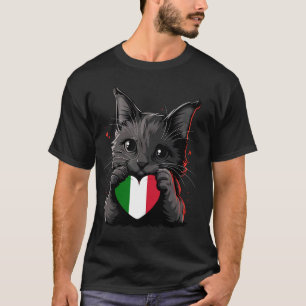 Camiseta Itália Gato Coração Bandeira Italiana Raízes Itali