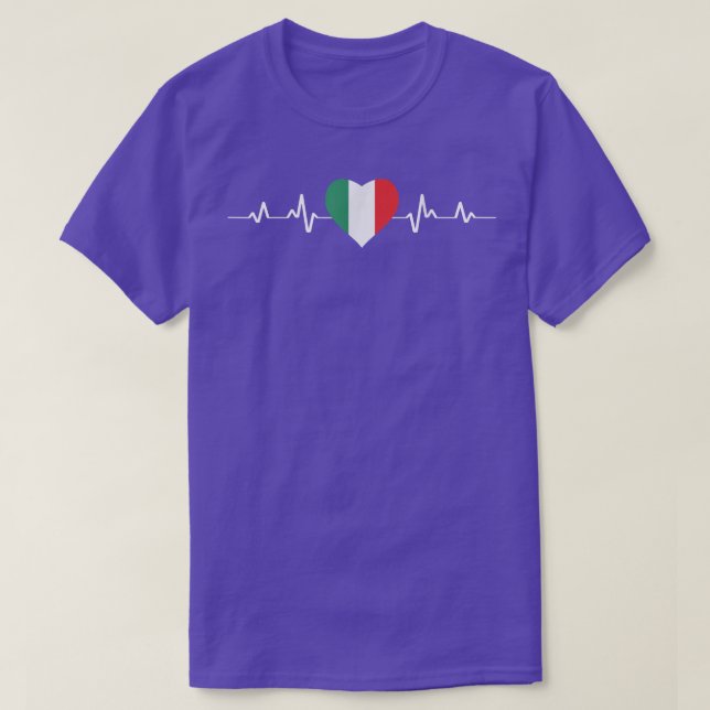 Camiseta Itália Heart Ekg — Bandeira Italiana (Frente do Design)