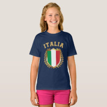 Italia/Itália Flag Shield T-Shirt