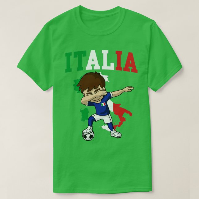 Camiseta Italia Italiana Soccer Boy Itália Flag Map (Frente do Design)