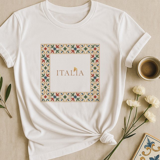 Camiseta Italia Majolica Azulejo Boho | Estilo mediterrânic (Criador carregado)
