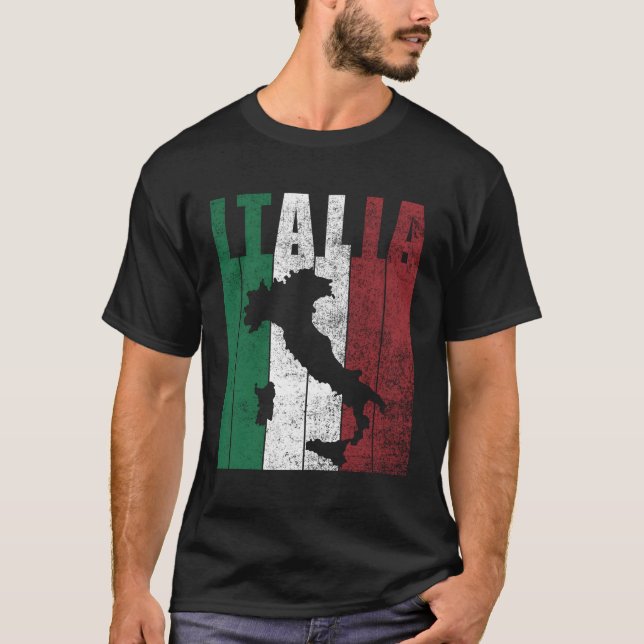 Camiseta Itália Mapa Itália Bandeira Herança Herança Italia (Frente)