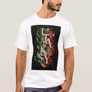Camiseta Itália Mármore de Luxo Tipografia 3D