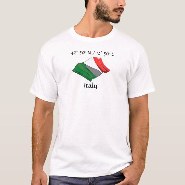 Camiseta Itália País Sinalizador T-Shirt (Frente)