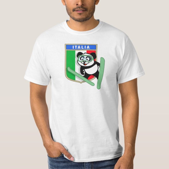 Camiseta Itália, Panda de Esqui (Frente)