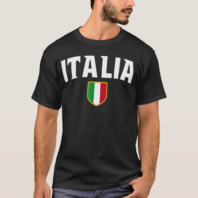 Camiseta Itália Patriótico Scudetto Flag Emblem Crest (Frente)
