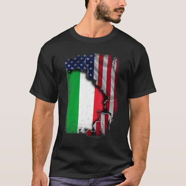 Camiseta Itália ROOTS Half American Flag Patrioitc Itália (Frente)