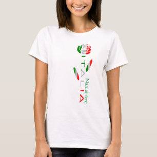 Camiseta Italia Rosa Bandeira Verde Feminina Personalizada