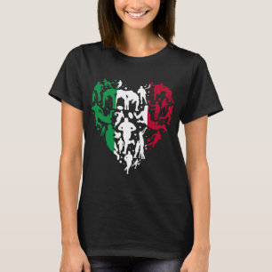 Camiseta Itália Rugby Love Heart Italiana Rugby Fan