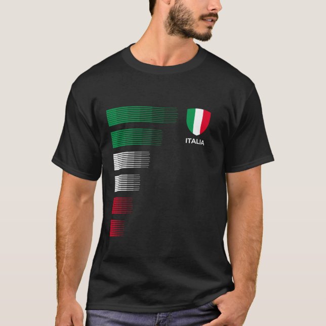 Camiseta Itália Sinalizador Emblem Orgulho Italiano Ancestr (Frente)