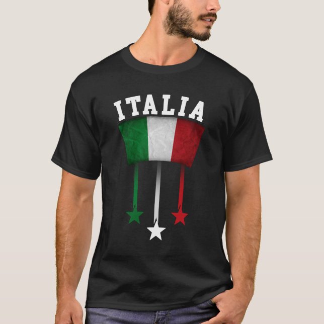 Camiseta Itália Sinalizador Emblem Orgulho Italiano Ancestr (Frente)