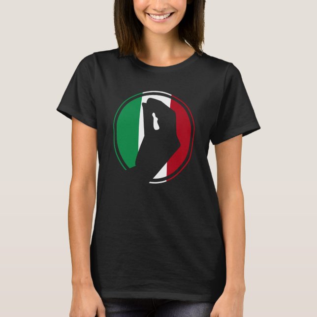 Camiseta Itália Sinalizador Itália Raízes Humor Itália Mão  (Frente)