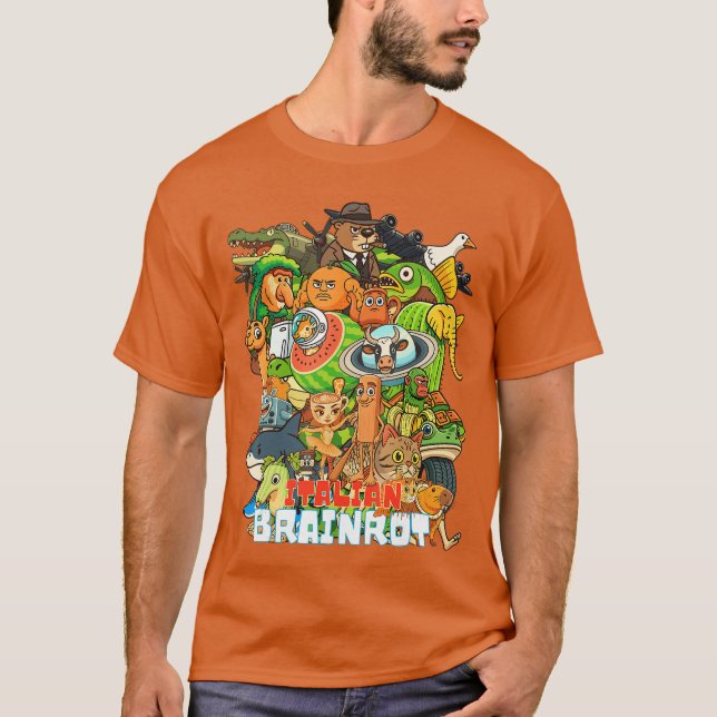Camiseta Italian Brainrot CartoonStyle Viral Gen Z Meme Col (Frente)