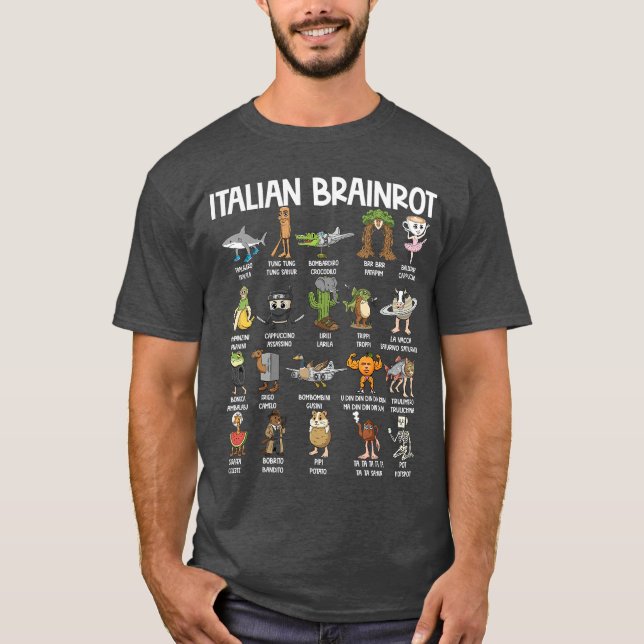 Camiseta Italian Brainrot Characters Funny Meme Popular Tre (Frente)